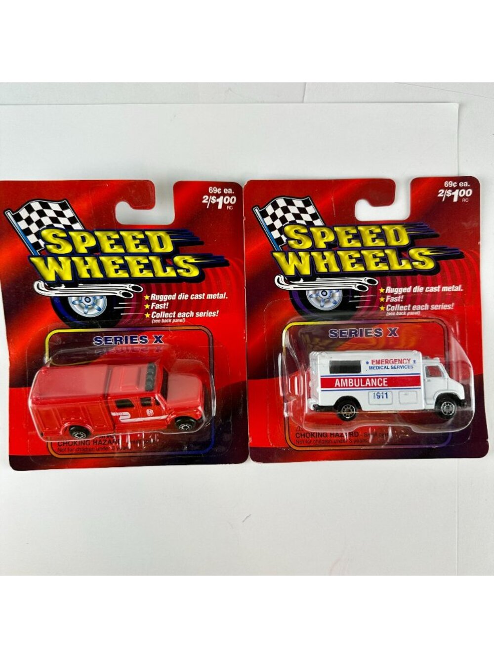 Vintage Speed Wheels Series X Die-Cast Metal Toy Cars Emergency Vehicles